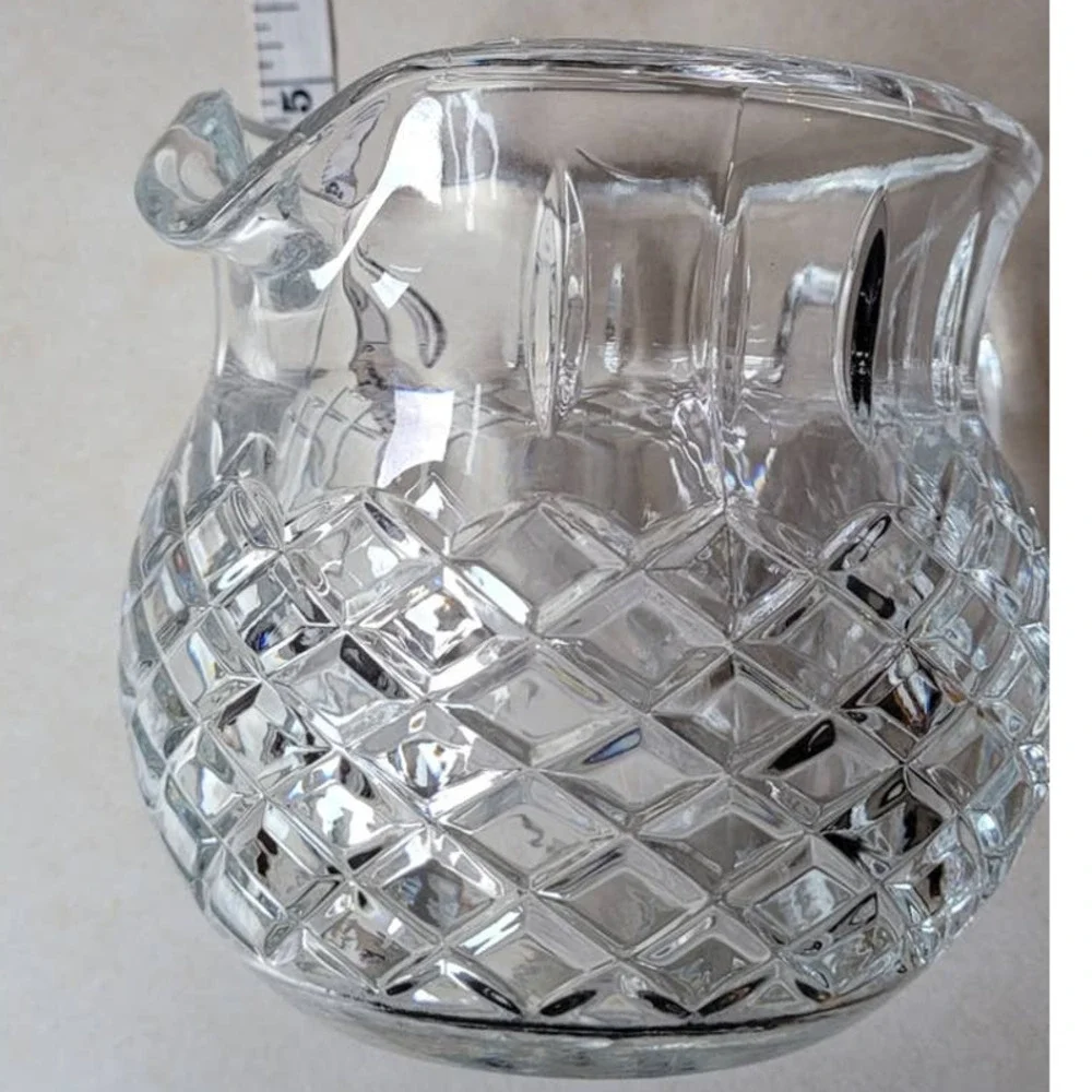 Vintage Lead Crystal Squat Water Juice Creamer Pitcher